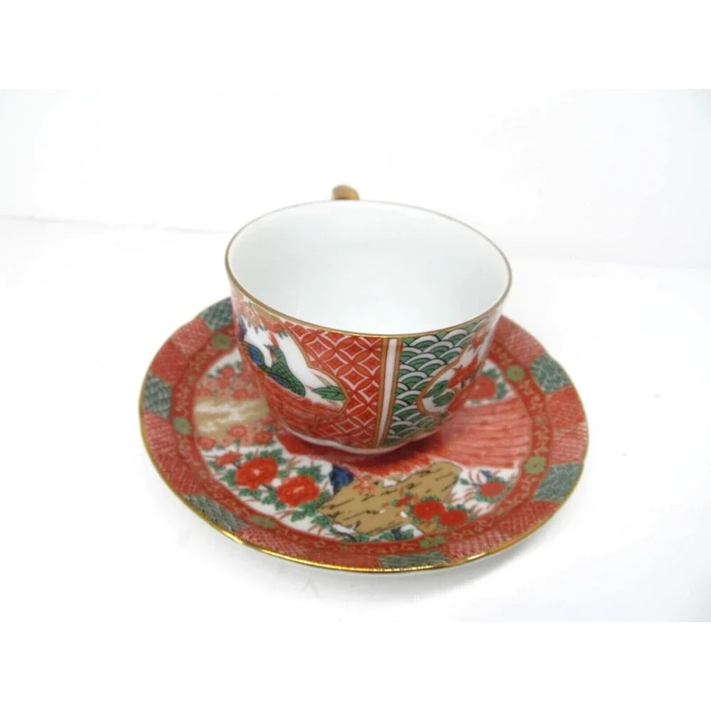 Arita Imari Peacock Cup And Saucer In Very Good Condition